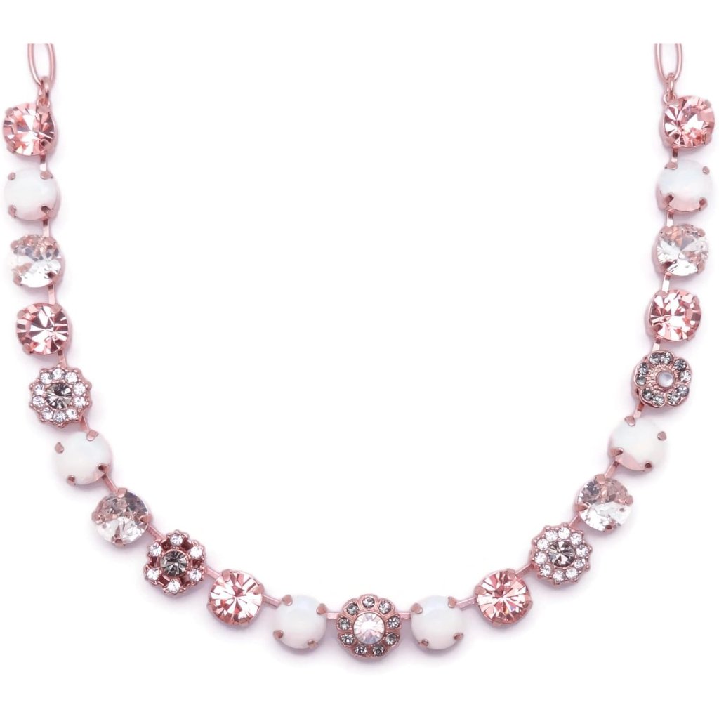 Mariana Ice Queen Rose Gold Necklace Peach Grey White Crystal Flower 1154 Nwt 199$